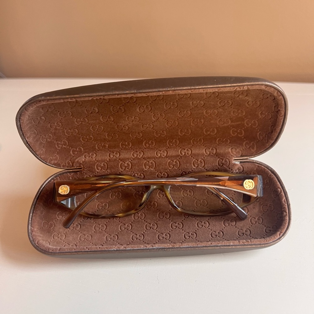 GUCCI Brown Slim Rectangular Women's Eyeglasses with Case - Picture 2 of 6